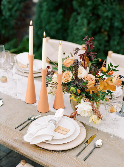 Vixdonos Taper Candle Holders Metal Candlestick Holders Set of 3 Table Mantel Decorative Candle Stand for Dinning,Party，Wedding,Home Decor(Pink Orange)