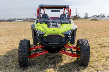Rough Country 6,500 LB Winch Kit for Polaris RZR Pro R - Heavy Duty Mount, Pro Series UTV Winch with 50' Synthetic Rope & 10" LED Light Bar, Bolt-On Upgrade