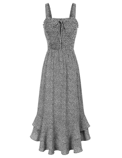GRACE KARIN Women's 2025 Summer Floral Boho Dress Square Neck Strapped Swing A Line Sundress Beach Long Maxi Outfits