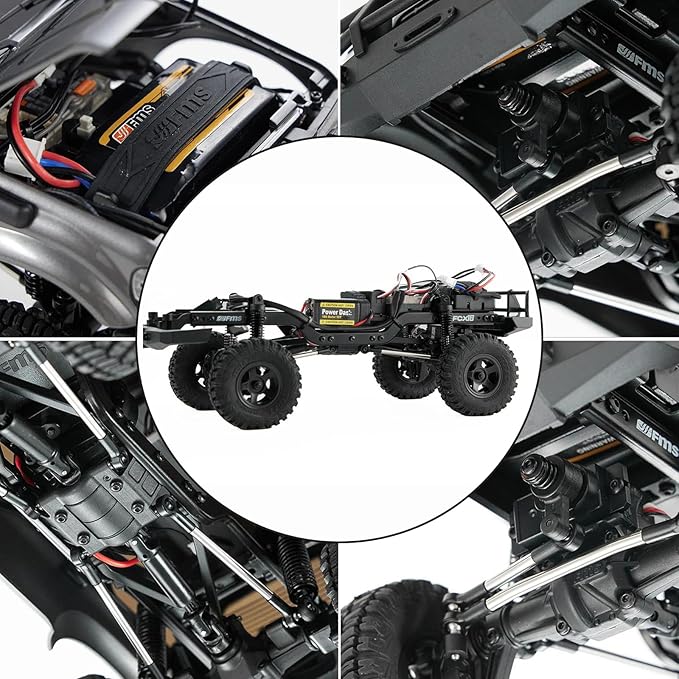 FMS 1/18 FCX18 RC Crawler Land Cruiser LC80 Toyota Officially Licensed 4WD RTR RC Rock Truck with 2.4Ghz Transmission Portal Axles LED Lights for Adults Hobby Gifts (Grey)