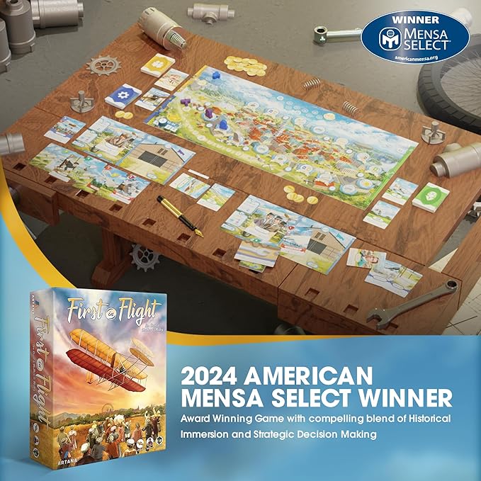 First In Flight: MENSA Award Winning Board Game About Historical Aviation - Strategy Board Game for Teens Adults and Heavy Gamers - A Flight-Themed Adventure Card Game for Airplane Enthusiasts