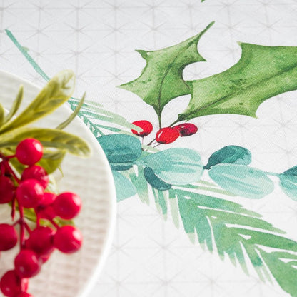 Maison d' Hermine Table Cloth Round Table 100% Cotton 63 Inches Fall Tablecloth Reusable Everyday Use for Thanksgiving Christmas Decorations Dining Farmhouse Party (Poinsettia Christmas)
