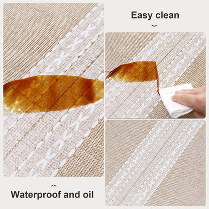 Vonabem 100% Waterproof Rectangle PVC Tablecloths, Vinyl Tablecloth with Flannel Backing, Wipeable Plastic Table Cover for Dinning, Picnic, Indoor and Outdoor(Brown, 52"x70")