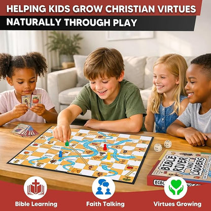 Garybank Bible River and Ladders Board Game for Kids Fruit of the Spirit Games with Christian Virtue Story Cards Bible Study Supplies for Sunday School Youth Group &amp Family Christmas &amp Eas