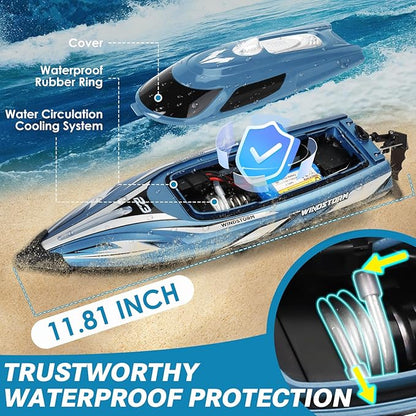 RC Boat for Adults-Remote Control Boat for Lakes-High Speed 25+ KPH-Toys for Ages 8-13 (Blue)