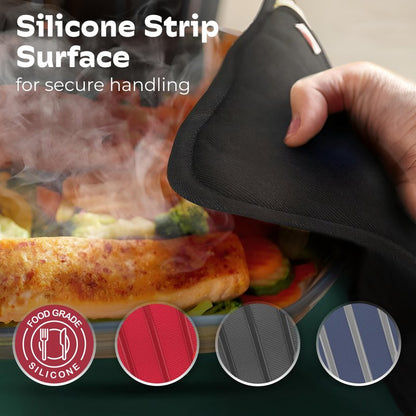 Big Red House - Silicone Pot Holders - Set of 2 Black - 10 x 6.75 - Heat Resistant to 536 F / 280 C Kitchen Protectors Hot Pans Baking Professional Grade Cooking Mitts