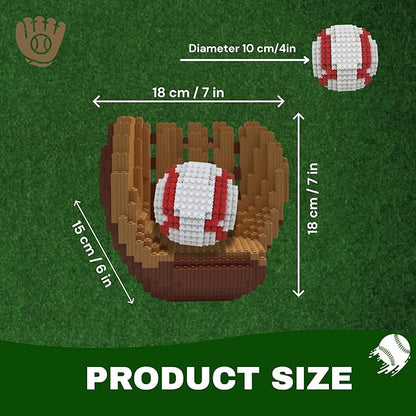 Baseball 3D Building Block Set - Ball and Gloves - Educational Toy - Perfect for Ages 14 15 16 Years and Above - Challenging Creative Fun and Skill-Building - 3D Instruction (1485 PCS)