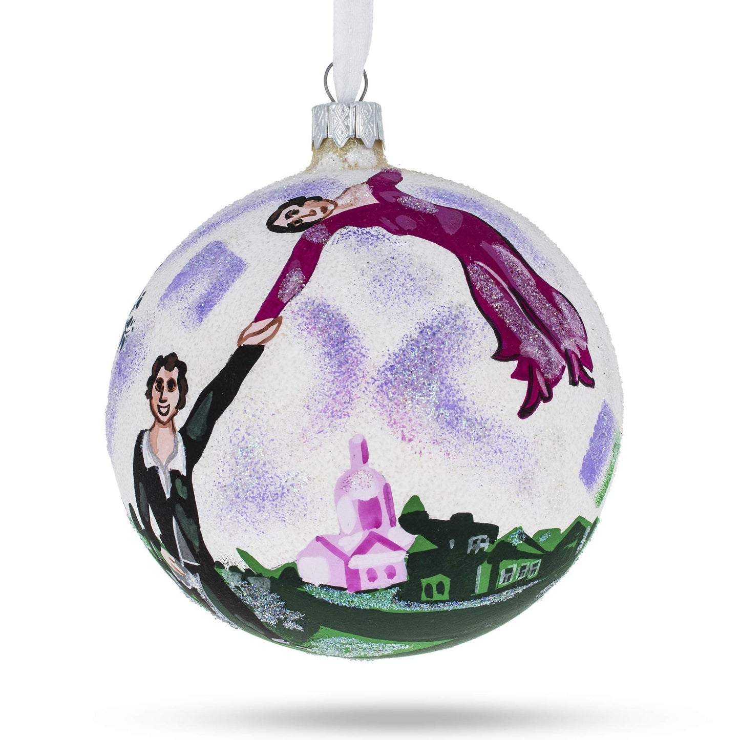 Marc Chagall's 1917 'The Promenade' Masterpiece Glass Christmas Ornament