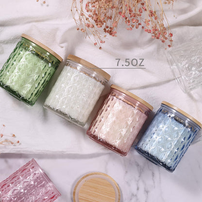NITIME 15pcs 7.5oz Candle jars for Making Candles, Clear Glass Candle Vessels With Bamboo Lids and Sticky Labels, Containers and Candle Making Supplies