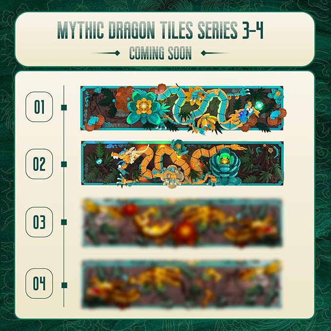 Mythic Dragon Tiles Building Blocks Set with LED Lights Divine Loong 3D Wall Art Building Toys 170020 with Flowers 1532 Pcs Dragon Relief DIY Model Kit for Adult Creative Gifts &amp Decor