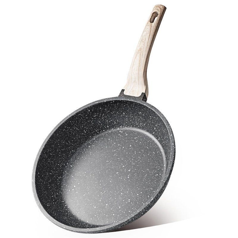 CAROTE Non Stick Frying Pan Skillet, Omelet Pan, Healthy Non Toxic Granite Chef Pan, Induction Compatible Egg Frying Pan with Heat-Resistant Handle, PFOA-Free