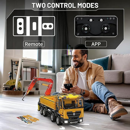 Mould King 17050 Technic Mobile Construction Crane Truck Building Blocks RC Pneumatic Heavy-Duty Truck Lorry Crane Building Set for Adult Construction Vehicles Model for Adults(4012 PCS)