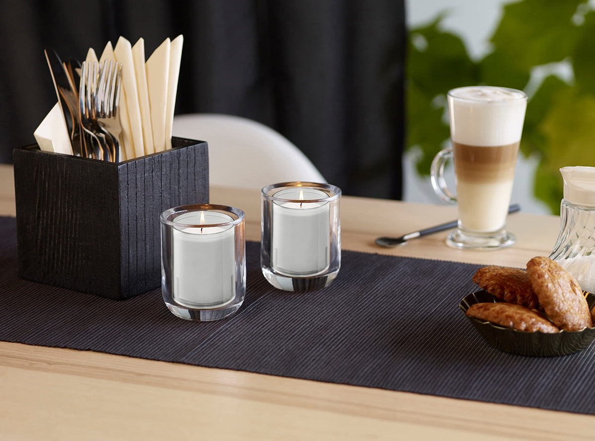 BOLSIUS 24 Hour Votive Candles - 20 Pack Restaurant Candles in Clear Unbreakable Plastic Cups - Premium European Quality - Unscented Smokeless Relight, Birthday, Party & Wedding Candles