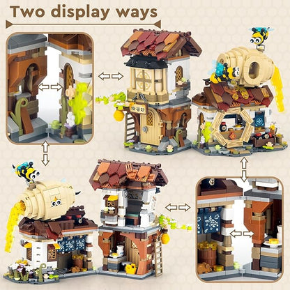 HIGH GODO Honey Workshop Mini Building Set MOC Street View Simulation Architecture Toy Collectible Gifts for Adults Teens Ages 14+ NOT Compatible with Classic Bricks (1242 PCS)