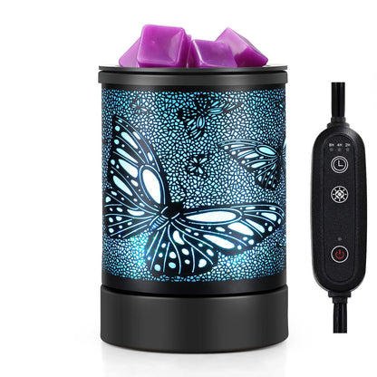 Enaroma Fragrance Wax Melts Warmer with 7 Colors LED Changing Light Scent Oil Candle Warmer for Home Office-ButterflyTimer