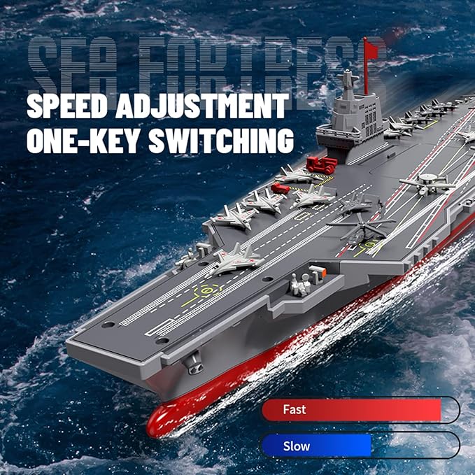 RC Boats 2.4G Remote Control Warship Battleship Aircraft Carrier for Adults and Teens 20KMH High Speed Remote Control Militaryship DIY Battleship for Pool &amp Lake (2 Batteries)