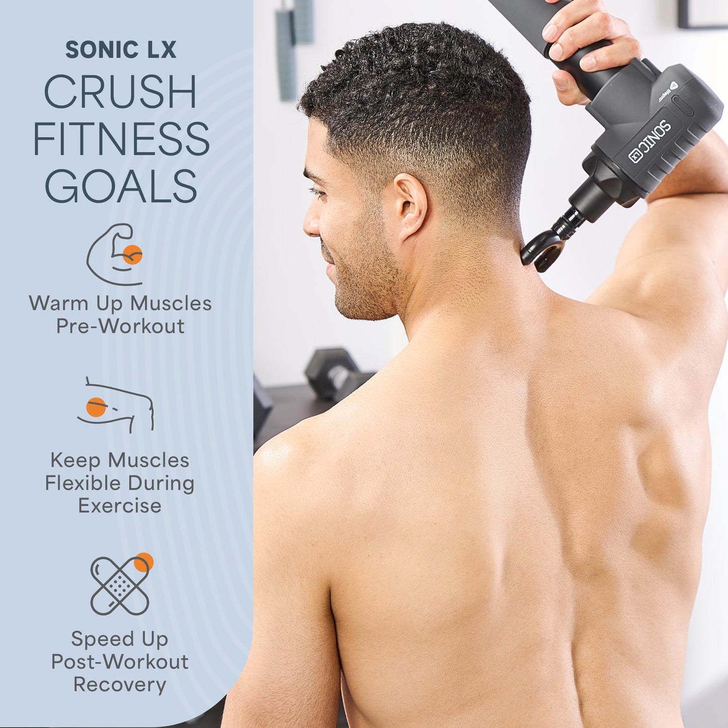 LifePro Sonic LX Athletic Heated Massage Gun – Deep Tissue Portable Massager for Muscle Recovery - 9 Speed & 10 Heads Massage Gun - Rechargeable Percussion Massager for Athletes & Sports Enthusiasts