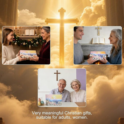 Jesus Cross Flower Building Set for Adults Decorative Cross Building Blocks Great Easter Christmas Christian Birthday Gifts for Mothers Women Adults (363 PCS)