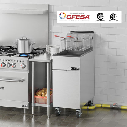 EGGKITPO (ECF4-NG) 50LB 120,000 BTU Natural Gas Fryer and 12L × 2 Commercial Fryer with Timer and Oil Drain Electric Deep Fryer(120v 3500w)