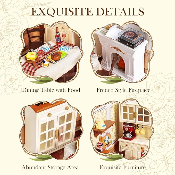 Rolife Super Creator-DIY Plastic Miniature House for Adults Mini Blocks Model Kit Building Set for Teens 8-12 DIY Crafts/Hobbies/Building Blocks Toys for Teens&ampAdults (Warm Dining Room)