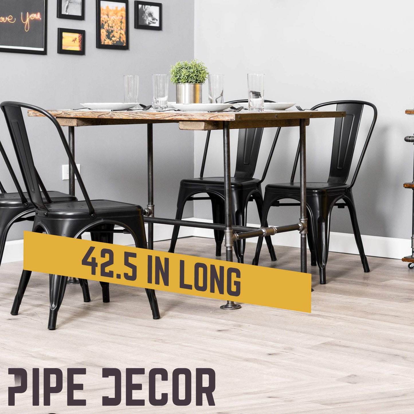 PIPE DECOR Industrial Kitchen Dining Table Base, 3/4 Inch Pipe, 30 Inch Height Rustic Metal Frame for Home Office, Basement, Study - Poker Design