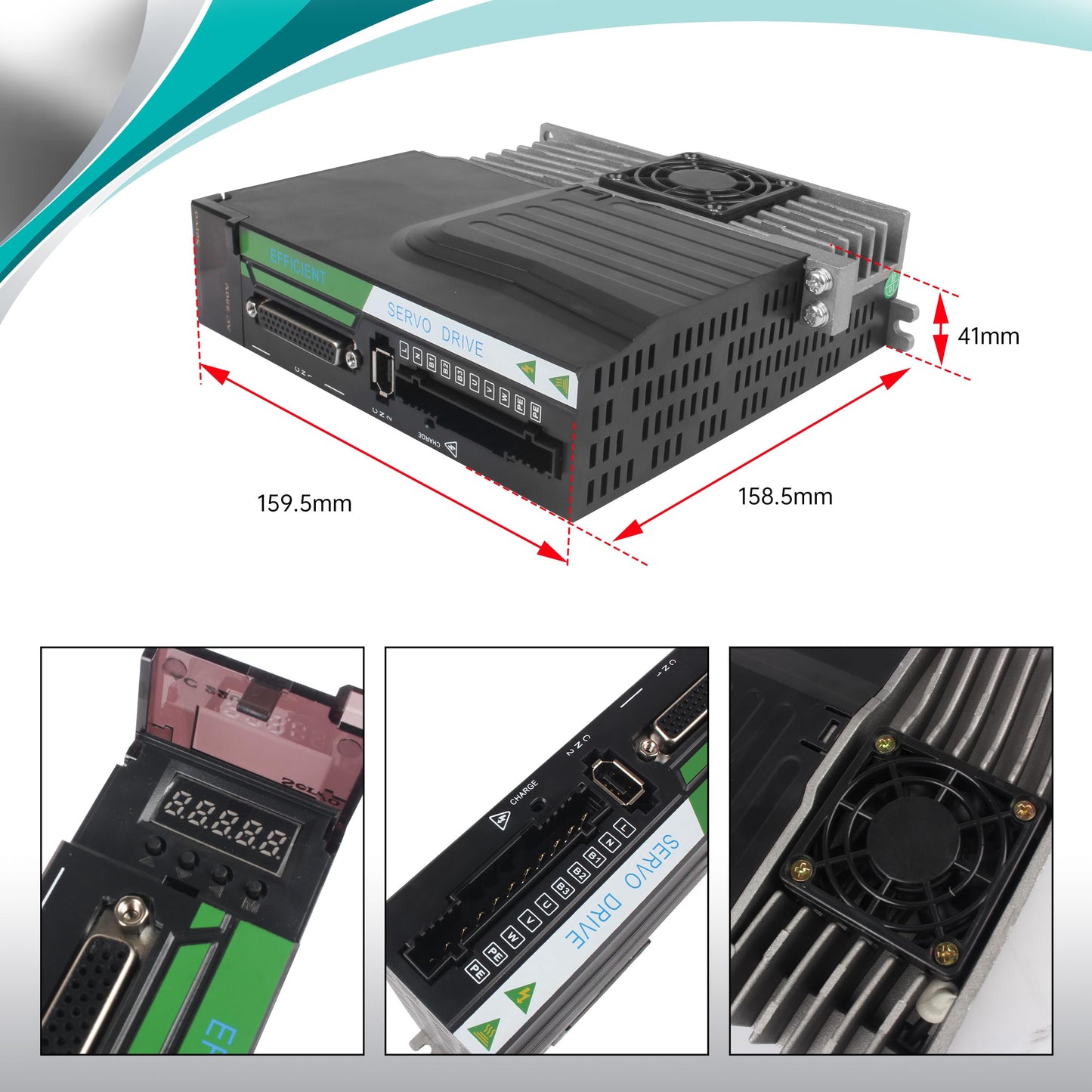 YIDOFENG Without Brake 750W AC Servo Motor Kit, CNC 220V 4.4A 3000rpm L3000 17-bit Encoder RS485 Servo Motor Driver Controller Kit for CNC Engraver Milling Machine/Robot