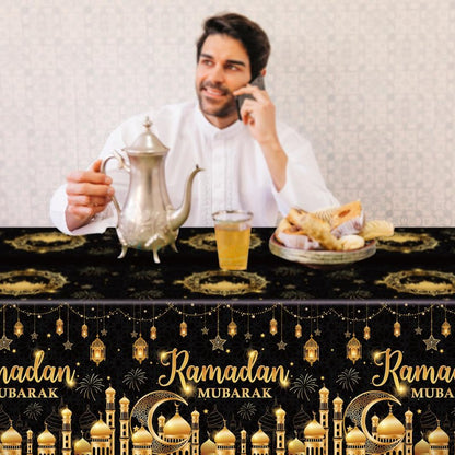 tineit 3 Pieces Ramadan Table Cloth, Ramadan Mubarak Table Decorations, Ramadan Decor Table Covers, Ramadan Decorations for Home Eid Mubarak Table Cloth