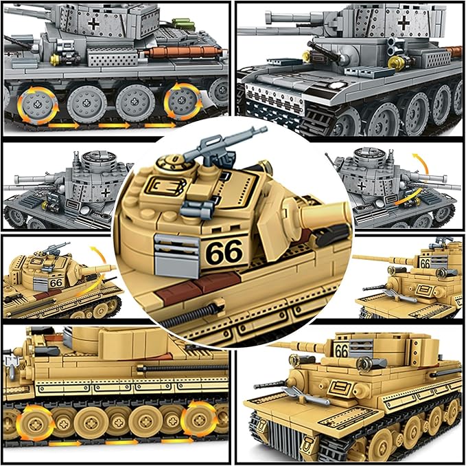 2 Piece Set of Building Block Toys 38T &amp Tiger Tank Building Sets(1000+ pcs)