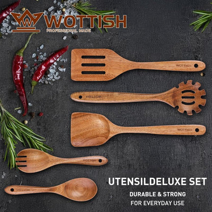 Wooden Spoons for Cooking,Wooden Cooking Utensil Set,10-Piece Wooden Kitchen Utensil Set with Wooden Spoons(A10)