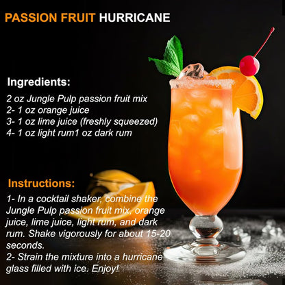 Jungle Pulp Passion Fruit Puree Costa Rica Blend, Topping, Flavoring, Better Than Syrup, For Cocktails, Pastries, Smoothies and Cooking 33.8oz/1 Liter.