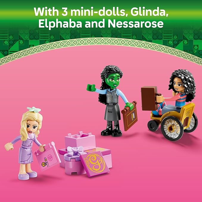 LEGO Wicked Glinda Elphaba &amp Nessarose at Shiz University Building Toys - Gifts for Birthdays - Wicked Toys for Kids Girls &amp Boys Age 7+ - 75681