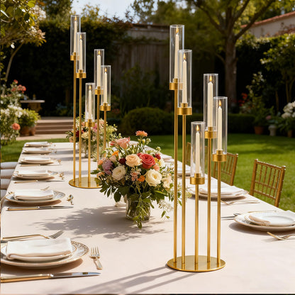 35in 4 Set Gold Candelabra Candle Centerpieces for Tables Candlesticks Holder Wedding Centerpieces Table Decorations Fit 0.9" LED Candle