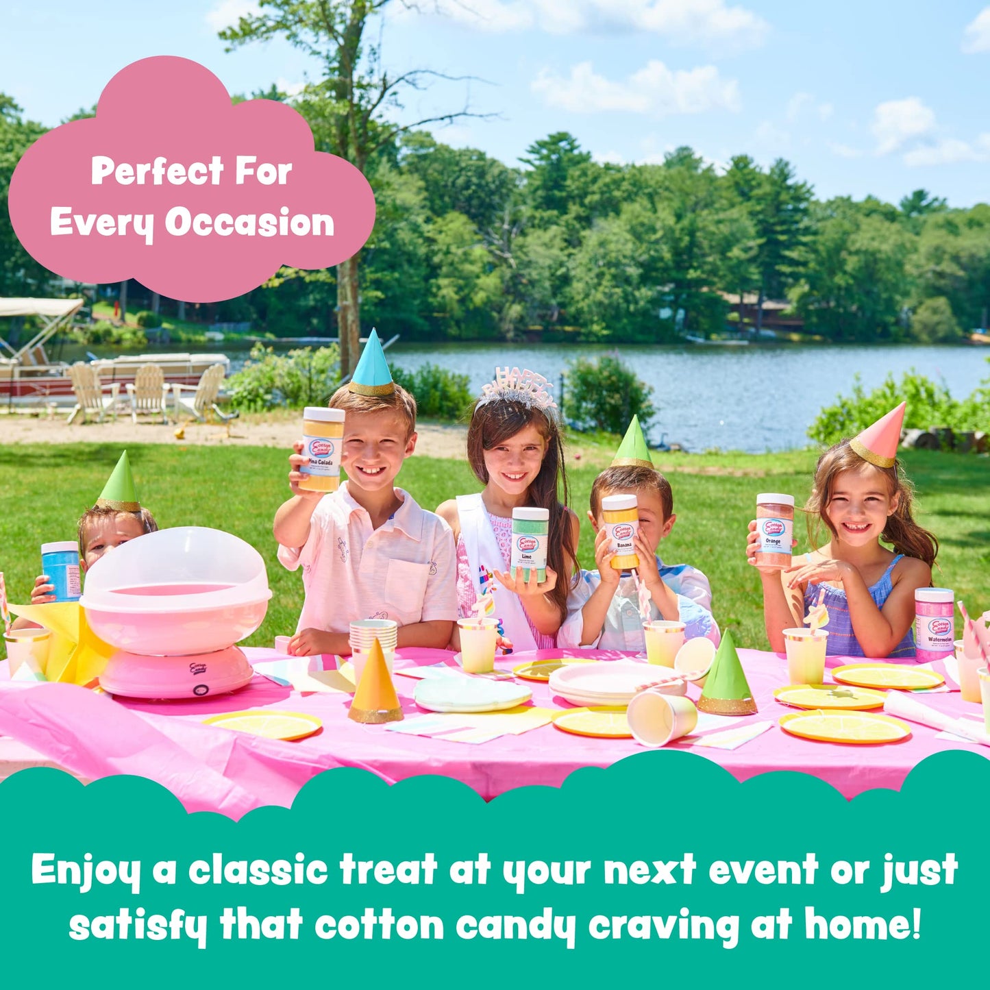 Cotton Candy Express Floss Sugar Variety Pack with 10 Total 11oz Plastic Jars Flossing Sugars bundled with Cotton Candy Express CC1000-S Cotton Candy Machine, Teal.