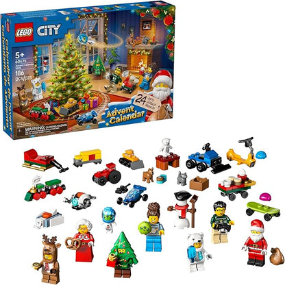 LEGO City Advent Calendar 2025 Kids Toy - Holiday Countdown Playset W/Santa &amp Mrs. Claus Minifigures for Boys &amp Girls Ages 5+ - 24 Buildable Surprises - Gift Idea for Christmas - 60475