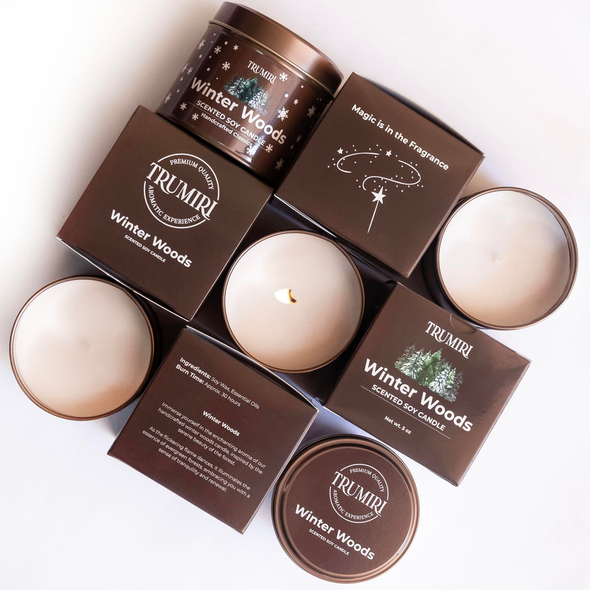 Winter Woods - Soy Candles for Home Scented - for Fall Christmas Holidays - 5oz Natural Clean Non Toxic - Long Lasting Highly Scented Pet Safe Luxury Tin - Velas Aromáticas Para el Hogar - Pine Candel