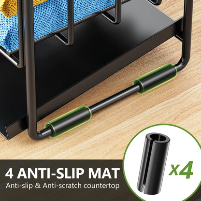 Cisily 2-Tier Kitchen Sink Caddy Organzier Rack with Flexible Dish Brush Holder, Sponge Holder for Kitchen Sink Countertop Organization Storage,Home Decor Accessories Essentials Stainless Steel