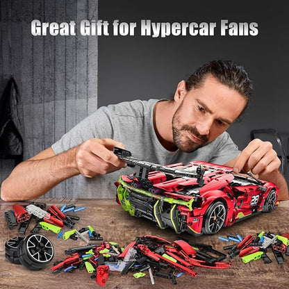 Remote Control Super Car Building Kits 1835PCS Technique Plated Race Car Building Set for Adults Men Teens - with 5 Fast Motors Electric Height Adjustment &amp Drift Spin Wheels