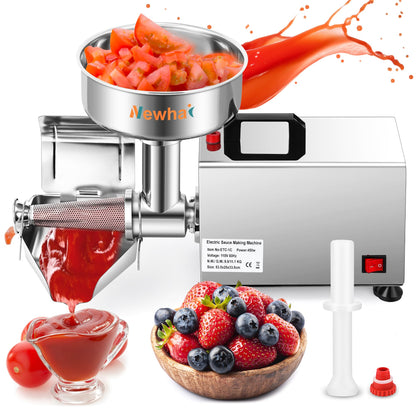 Newhai 450W Electric Tomato Strainer Commercial Tomato Milling Machine Stainless Steel Food Press Sauce Maker Food Squeezer Machine 110volt