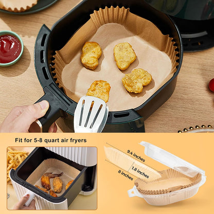 Air Fryer Liners | 200 Pcs Unbleached Parchment Paper, Non-Stick & Waterproof for 5-8 QT Baskets