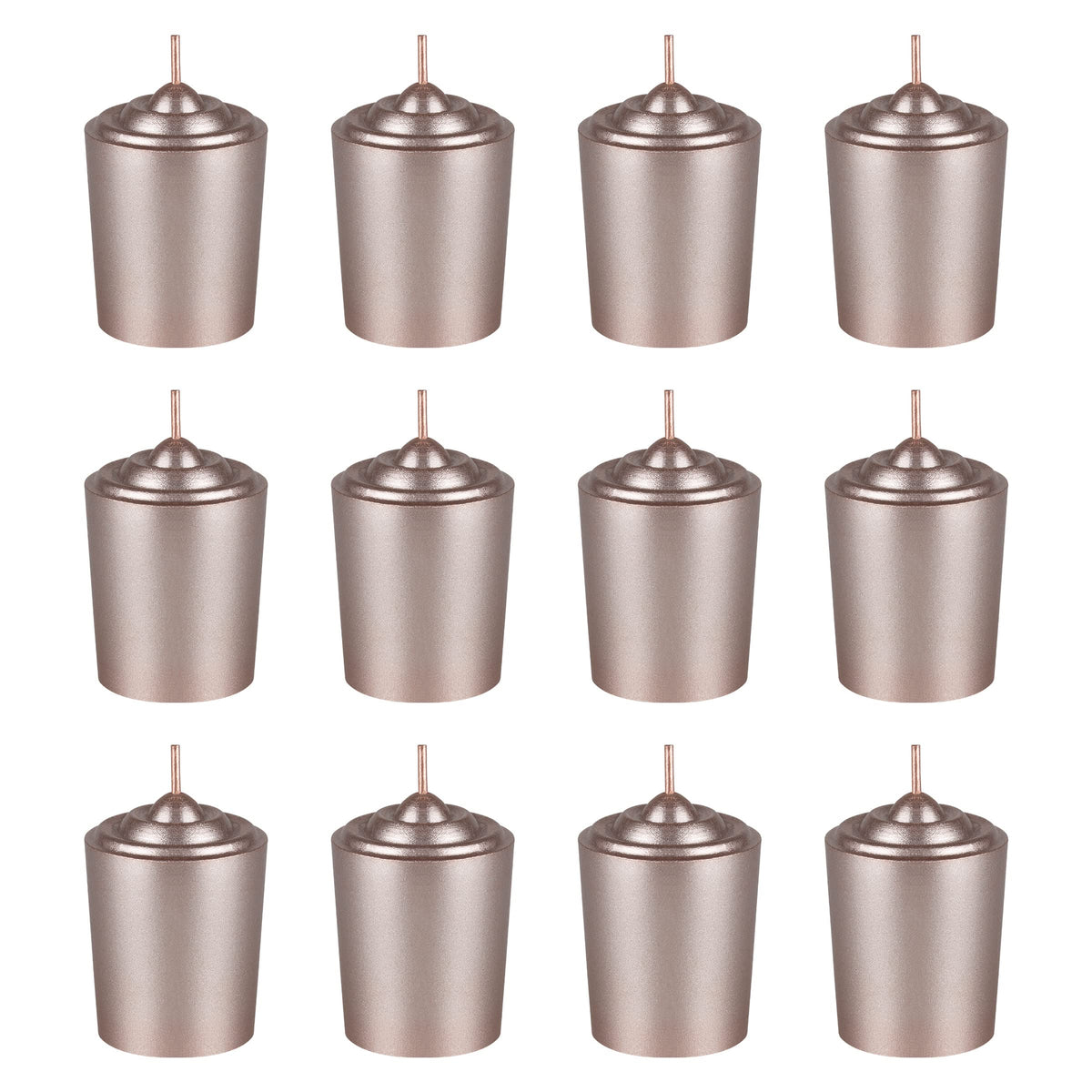 Mega Candles 12 pcs Unscented Rose Gold Votive Candles, Hand Poured Wax Candle 15 Hour 1.5 Inch x 2.25 Inch, Home Décor, Wedding Receptions, Centerpieces, Occasions, Events, Festivities, Meditations