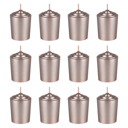 Mega Candles 12 pcs Unscented Rose Gold Votive Candles, Hand Poured Wax Candle 15 Hour 1.5 Inch x 2.25 Inch, Home Décor, Wedding Receptions, Centerpieces, Occasions, Events, Festivities, Meditations
