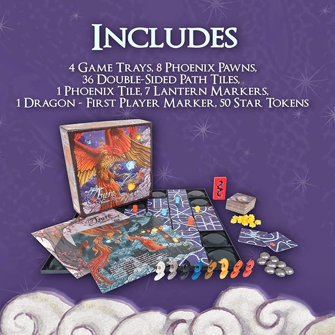 Tsuro Phoenix Rising – Award-Winning Fantasy Strategy Game with Set Collection and Magical Powers | Tile-Laying Adventure for 2–8 Players Ages 8+ | 30–50 Minute Gameplay