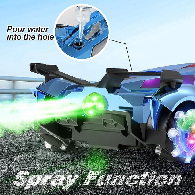 SASBSC Lamb Remote Control Car for Boys 4-7 8-12 Drift Rc Cars with 360° Rotation Spray Music &amp Lights 1:12 Rechargeable Rc Car Toys 10-12km/h Sport Race Toy Cars Gifts for Kids (Blue)