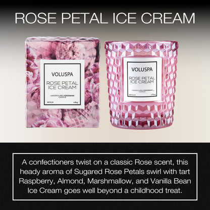 Voluspa Rose Petal Ice Cream, Classic Candle Jar, 6.5 Ounce, 40 Hour Burn Time, Coconut Wax for Clean Burning, Handcrafted in the USA