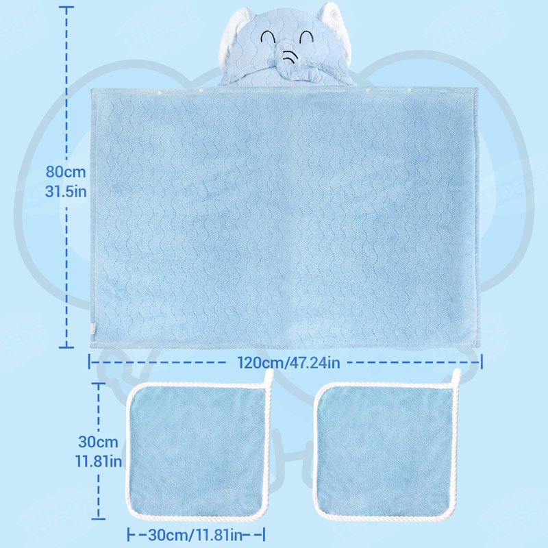 UNEEDE 2Pack Bath Hooded Towel for Kids Green and Blue,Extra Soft and Fast Drying Poncho for Toddlers,Kids Beach Hooded Towel Polyester Size 31 x 47 in,Machine Washable Poncho for Bath Beach Pool
