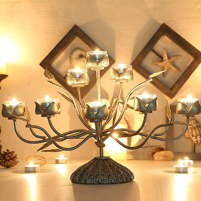 XILIN-1987 Candle Holderss European Style Wrought Iron Candle Holder Romantic Candle Light Dinner Candlestick for Home Decoration Votive Activity Candle Stand Wedding Gift Idea Decorative Candlestick