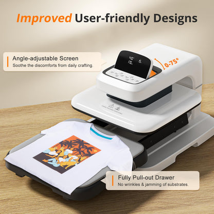 HTVRONT Auto Heat Press 2 - Heat Press Machine for T Shirts with Adjustable Pressure & Higher Heating Height, Heats Up Fast & Evenly Heat Press 15x15 for HTV, Sublimation, Heat Transfer Projects