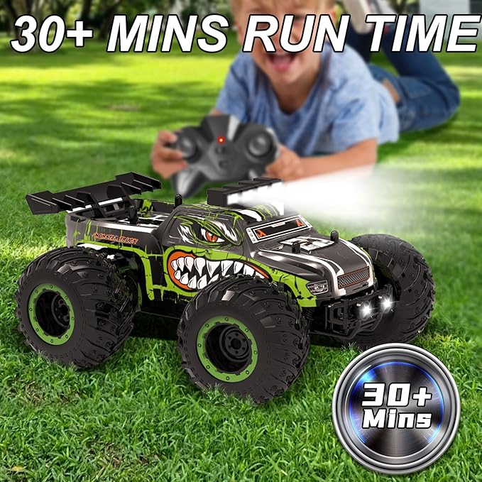 Remote Control Car for KidsHigh Speed 20 KM/H RC Cars ToysOff-Road with 2 Headlights and 2 Rechargeable Battery RC TruckDinosaur Toys Gift for Adult Boys Girls 8-12