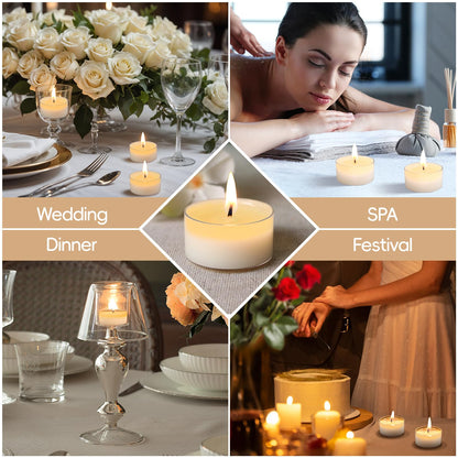 Soy Tealight Candles 50 Pack, 6 Hours Long Burning Tealights Candles Bulk, Natural Soy Wax Tea Light Candle Paraffin-Free, Unscented Small Tea Candle for Emergency,Dinner