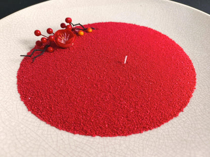 DRMAISON Pearled Candle Wax Sand DIY Kit - 17.6 oz, Bright Red, Non-Toxic&Smoke-Free, Refillable with 30 Wicks, Long-Lasting Flame, Highly Customizable for Wedding, Party&Holiday Decor
